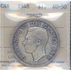 1 Dollar 1948, ICCS certified AU-50