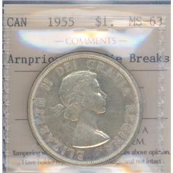 1 Dollar 1955, ICCS MS-63; Arnprior wit