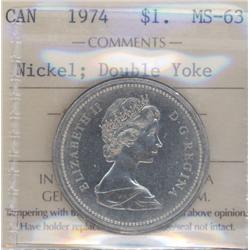 1 Dollar 1974, ICCS MS-63; Nickel, Doub