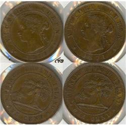 Newfoundland lot of 3 silver 5 Cents, l