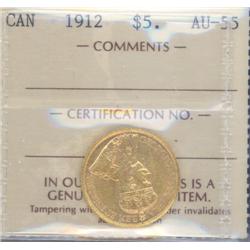 5 Dollars gold 1912, ICCS certified AU-