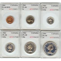 Proof Like Set 1964 all coins certified