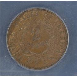 USA; 2 Cents 1864 Large Motto, MS-63
