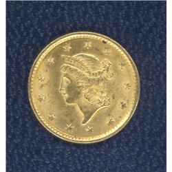 USA; $1.00 Gold 1851, AU-50
