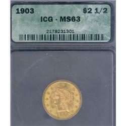 USA; $2.50 Dollars Gold 1903, ICG certi