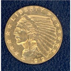 USA; $2.50 Gold 1912, EF-40