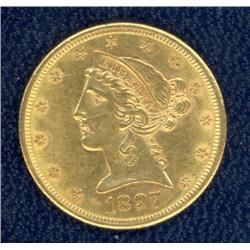 USA; $5.00 Gold 1897-S, AU-50