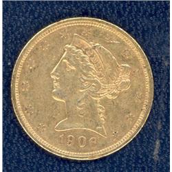 USA; $5.00 Gold 1906-S, EF-40