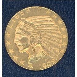 USA; $5.00 Gold 1909-D, EF-40