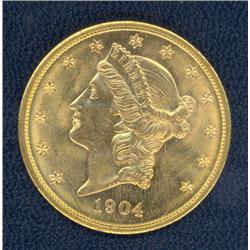 USA; $20.00 Gold 1904, MS-63/MS-64