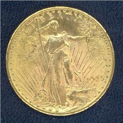 $20.00 Gold 1925, AU-50, Saint-Gaudens