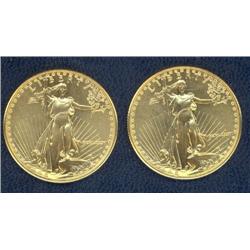 2 x $25.00 Gold Eagles 1986 
