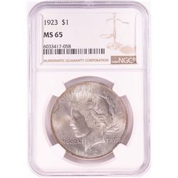 1923 $1 Peace Silver Dollar Coin NGC MS65