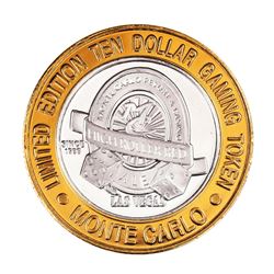 .999 Silver Monte Carlo Las Vegas, Nevada $10 Casino Limited Edition Gaming Token