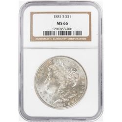 1881-S $1 Morgan Silver Dollar Coin NGC MS66