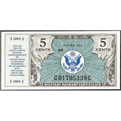 Series 472 5 cents Military Payment Certificate Note