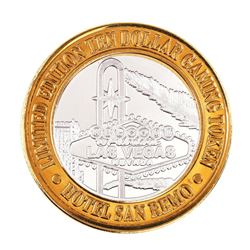 .999 Silver Hotel San Remo Las Vegas, Nevada $10 Casino Limited Edition Gaming Token