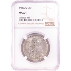 1946-S Walking Liberty Half Dollar Coin NGC MS63