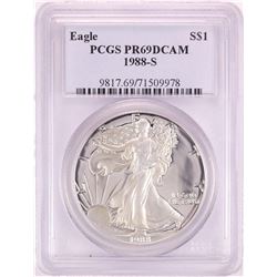 1988-S $1 Proof American Silver Eagle Coin PCGS PR69DCAM