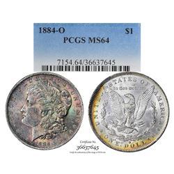 1884-O $1 Morgan Silver Dollar Coin PCGS MS64 Amazing Toning