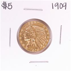 1909 $5 Indian Head Half Eagle Gold Coin