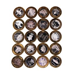 Mixed Lot of (20) .999 Silver Casino $10 Limited Edition Gaming Tokens