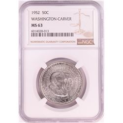 1952 Washington-Carver Commemorative Half Dollar Coin NGC MS63