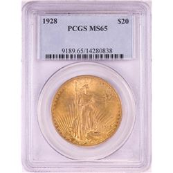 1928 $20 St. Gaudens Double Eagle Gold Coin PCGS MS65