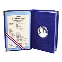 1988 Rarities Mint Disney "Mickey and Walt" 1oz. Fine Silver Round w/Box & COA
