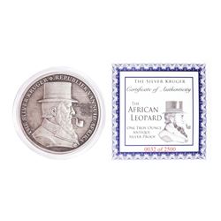 The Silver Kruger African Leopard 1 oz Antique Silver Proof Round w/COA
