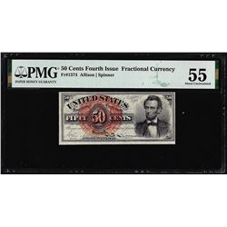 1863 50 Cent Fourth Issue Lincoln Fractional Currency Note PMG About Uncirculated 55