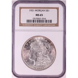 1921 $1 Morgan Silver Dollar Coin NGC MS65
