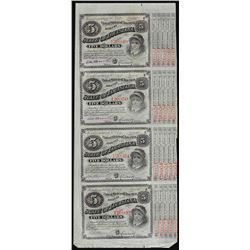 Uncut Sheet of (4) State of Louisiana Baby Bond Obsolete Notes