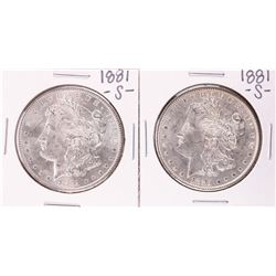 Lot of (2) 1881-S $1 Morgan Silver Dollar Coins