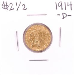 1914-D $2 1/2 Indian Head Quarter Eagle Gold Coin