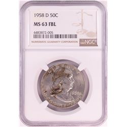 1958-D Franklin Half Dollar Coin NGC MS63FBL