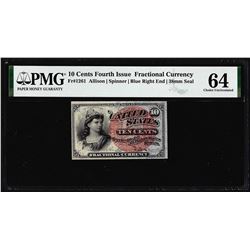1863 Ten Cents Fourth Issue Fractional Note Fr.1261 PMG Choice Uncirculated 64