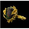 Image 2 : 10KT Yellow Gold Ladies Black Opal Doublet Ring