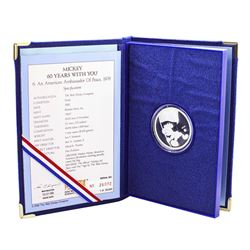 1988 Rarities Mint Disney Mickey American Ambassador 1oz Fine Silver Round w/Box & COA