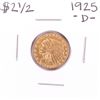 Image 1 : 1925-D $2 1/2 Indian Head Quarter Eagle Gold Coin