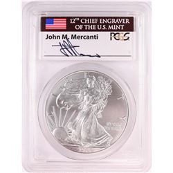 2014 $1 American Silver Eagle Coin PCGS MS70 John Mercanti Signature First Strike