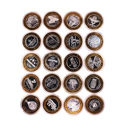 Mixed Lot of (20) .999 Silver Casino $10 Limited Edition Gaming Tokens
