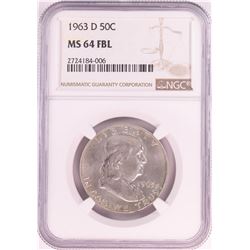 1963-D Franklin Half Dollar Coin NGC MS64FBL