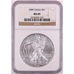 2009 $1 American Silver Eagle Coin NGC MS69