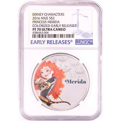 2016 Proof $2 Disney Princess Merida 1oz Silver Coin NGC PF70 Ultra Cameo