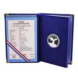 1988 Rarities Mint Disney The Sorcerers Apprentice 1oz. Fine Silver Round w/Box & COA