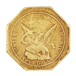 1851 $50 Humbert Reeded Edge Gold Slug Coin