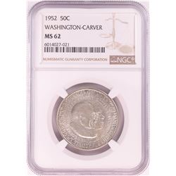 1952 Washington-Carver Commemorative Half Dollar Coin NGC MS62