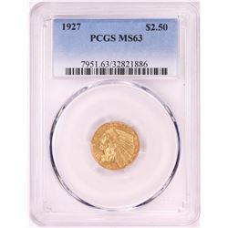 1927 $2 1/2 Indian Head Quarter Eagle Gold Coin PCGS MS63