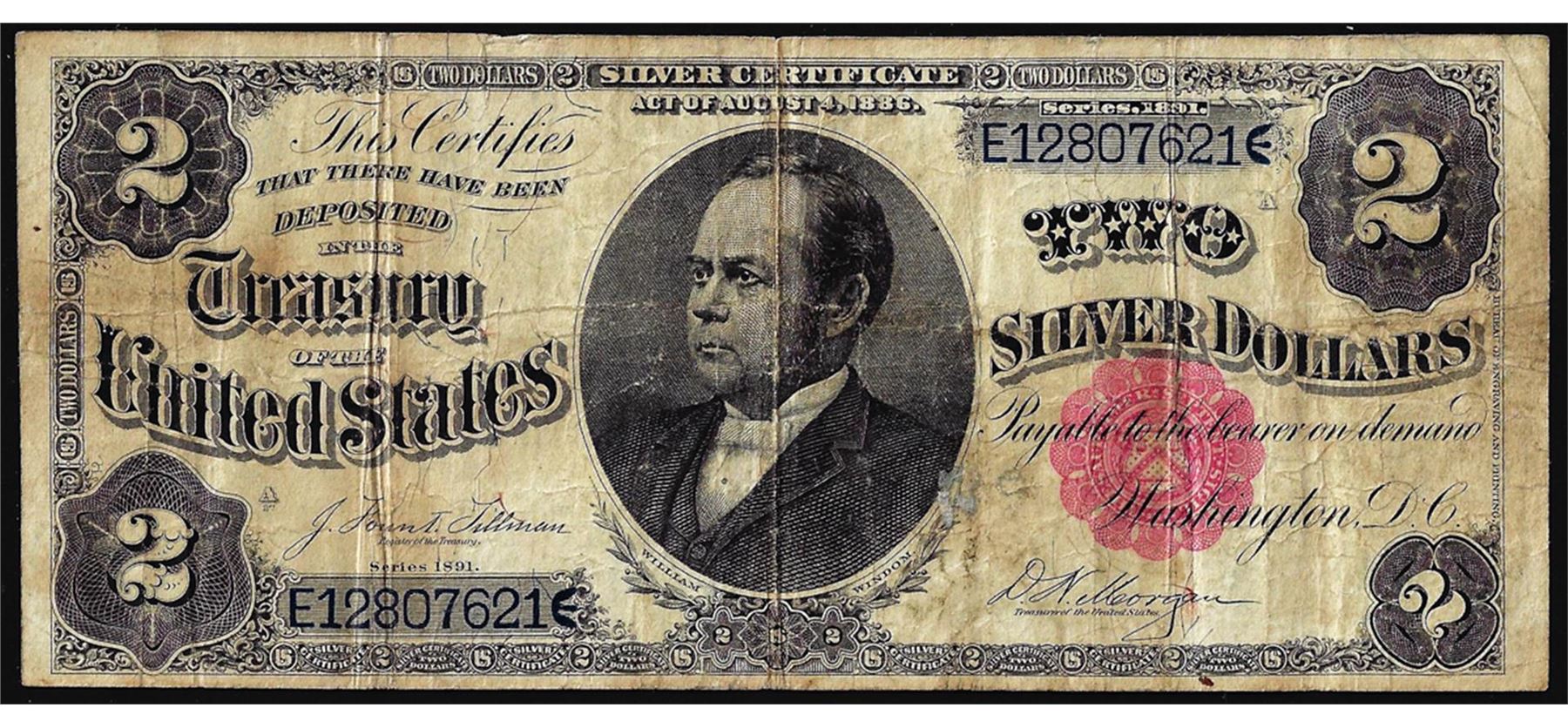 1891 $2 Treasury Note